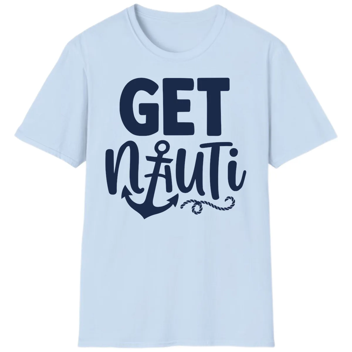 Get Nautical Anchor Cross Design T-Shirt in Light Blue