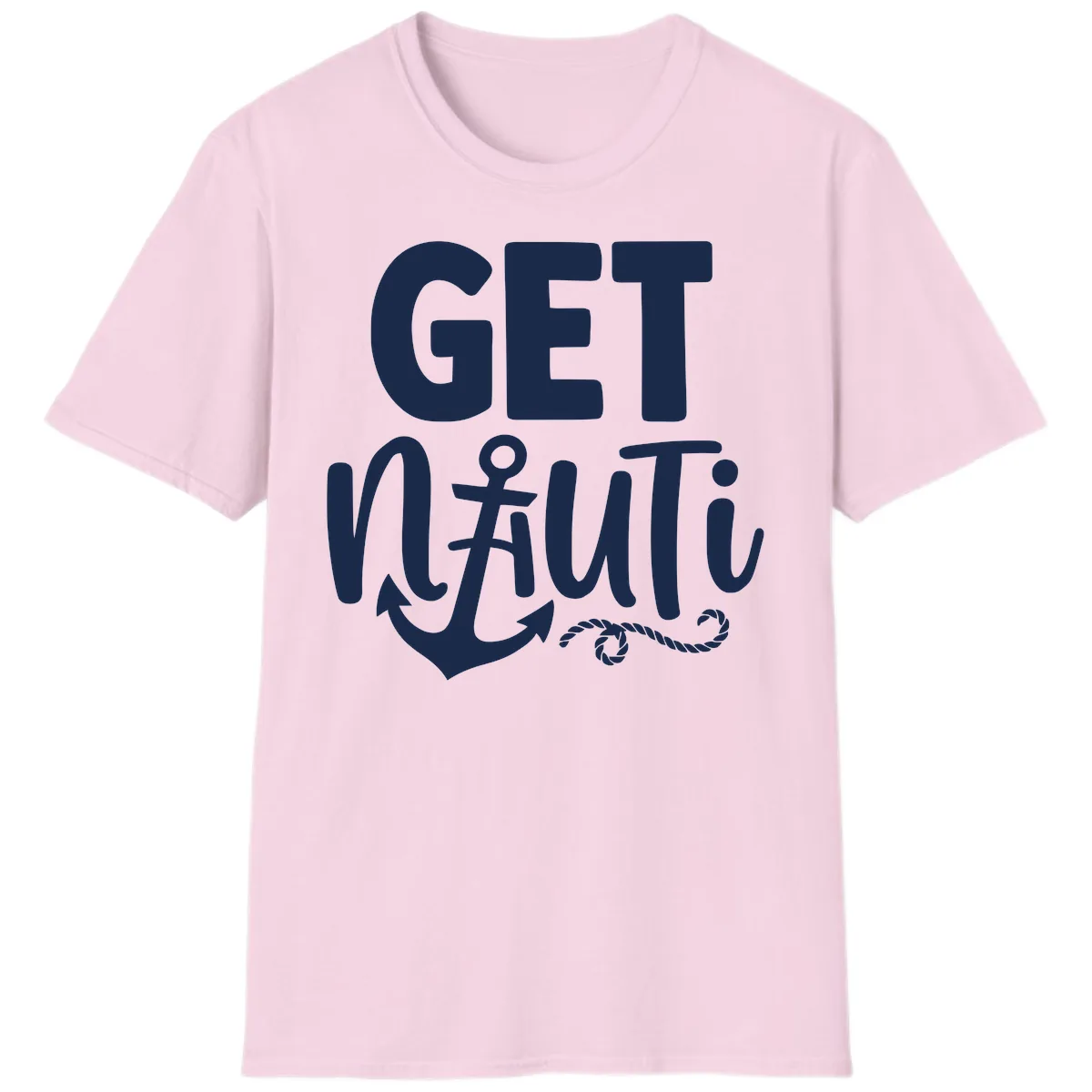 Get Nautical Anchor Cross Design T-Shirt in Light Pink