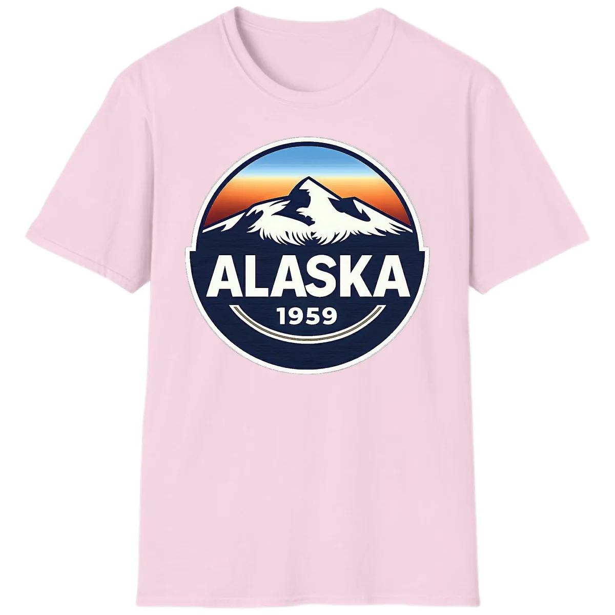 Alaska Statehood Badge 1959 T-Shirt in Light Pink