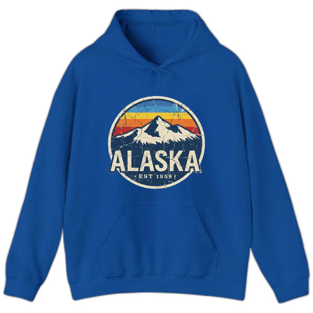 Alaska Mountain Retro Badge Hoodie in Royal