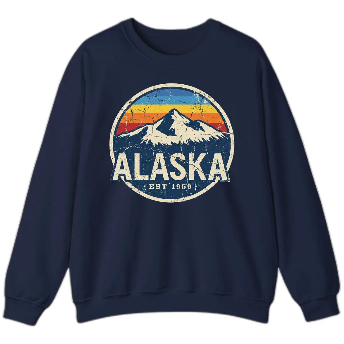 Alaska Mountain Retro Badge Sweatshirt in Navy