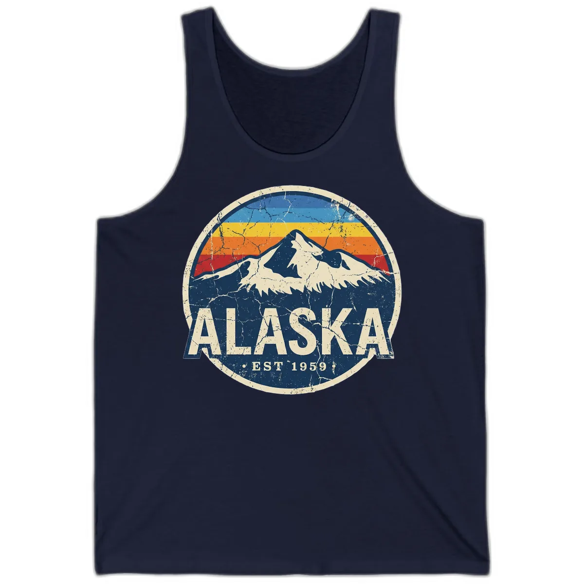Alaska Mountain Retro Badge Tank in Navy