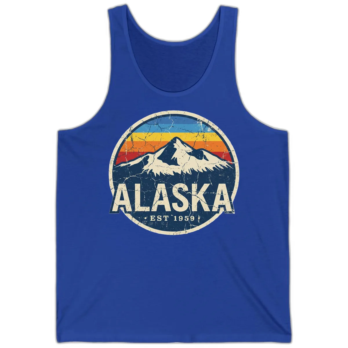 Alaska Mountain Retro Badge Tank in True Royal