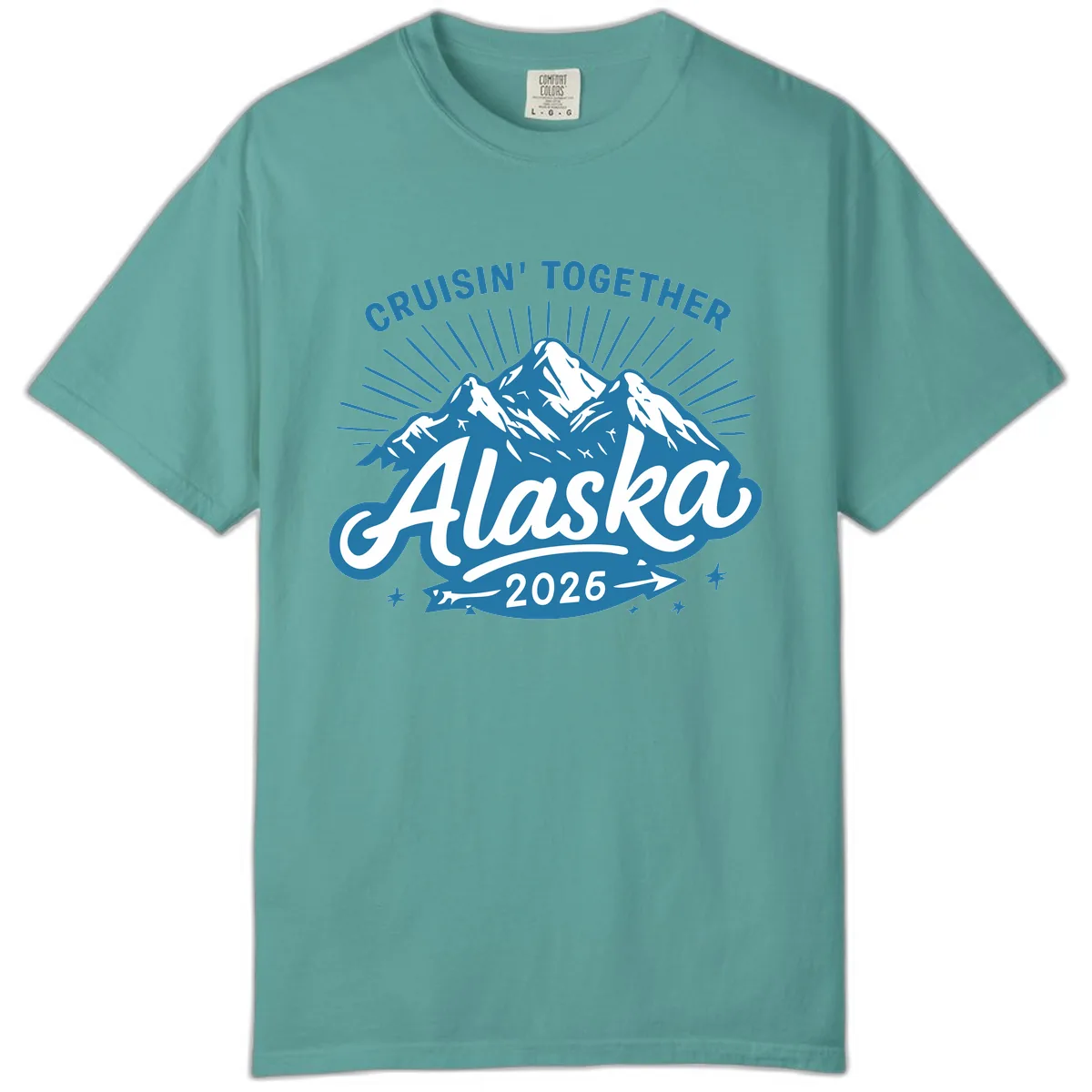 Cruisin' Together Alaska Mountains Comfort Color in Seafoam