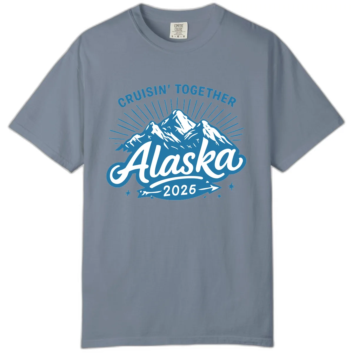 Cruisin' Together Alaska Mountains Comfort Color in Blue Jean