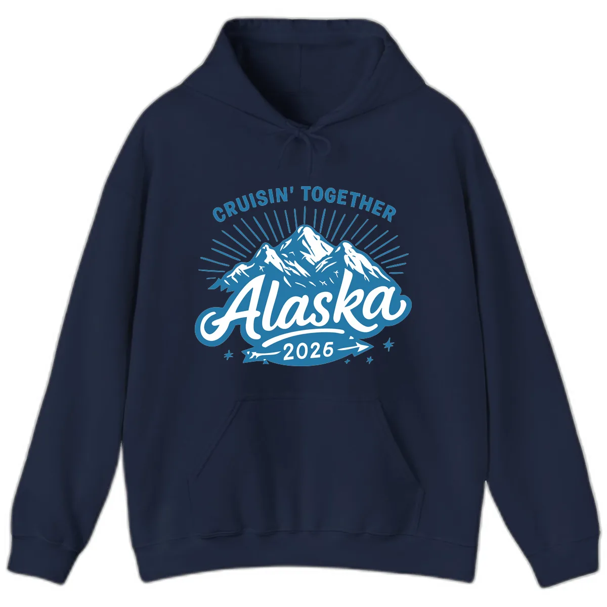 Cruisin' Together Alaska Mountains Hoodie in Navy