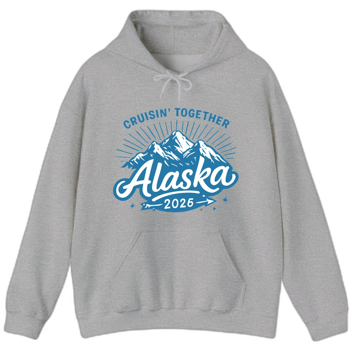 Cruisin' Together Alaska Mountains Hoodie in Sport Grey
