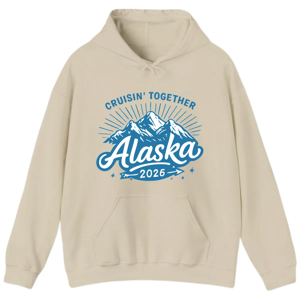 Cruisin' Together Alaska Mountains Hoodie in Sand