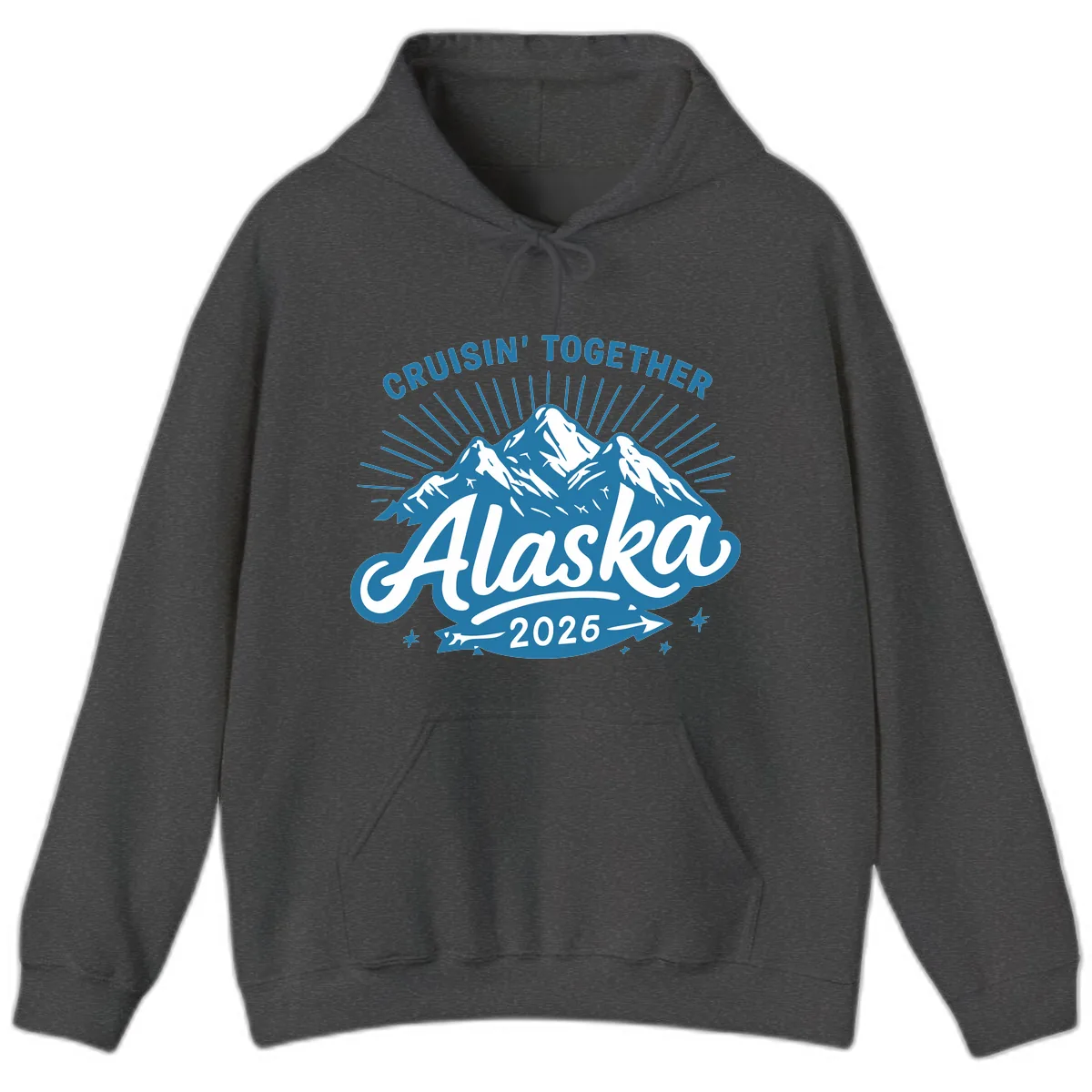 Cruisin' Together Alaska Mountains Hoodie in Dark Heather