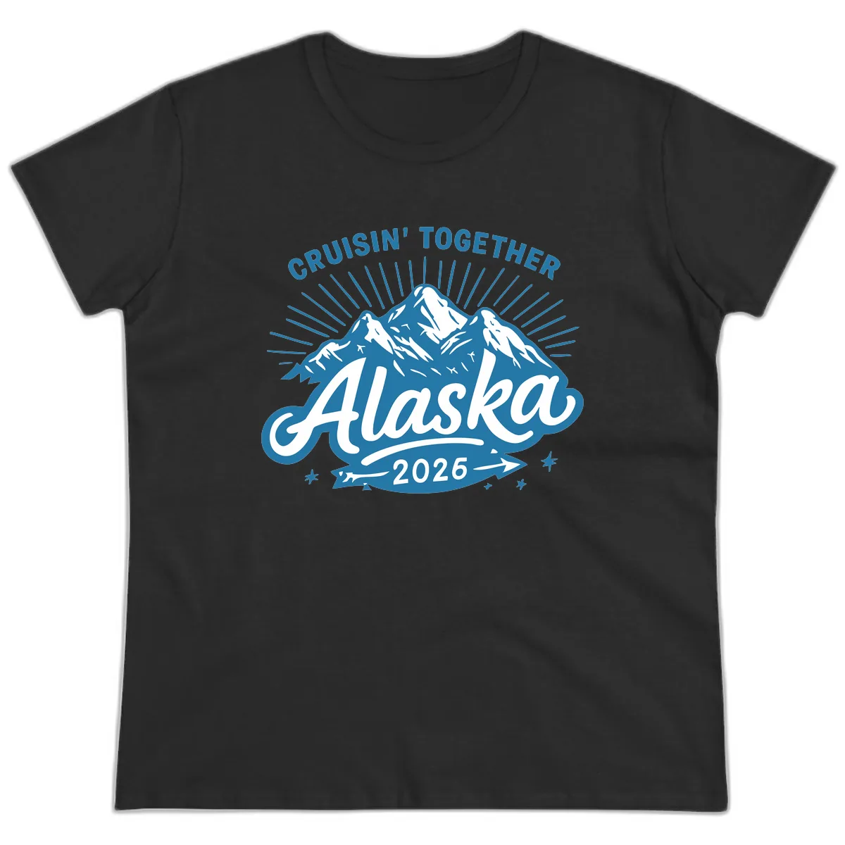 Cruisin' Together Alaska Mountains Ladies Tee in Black