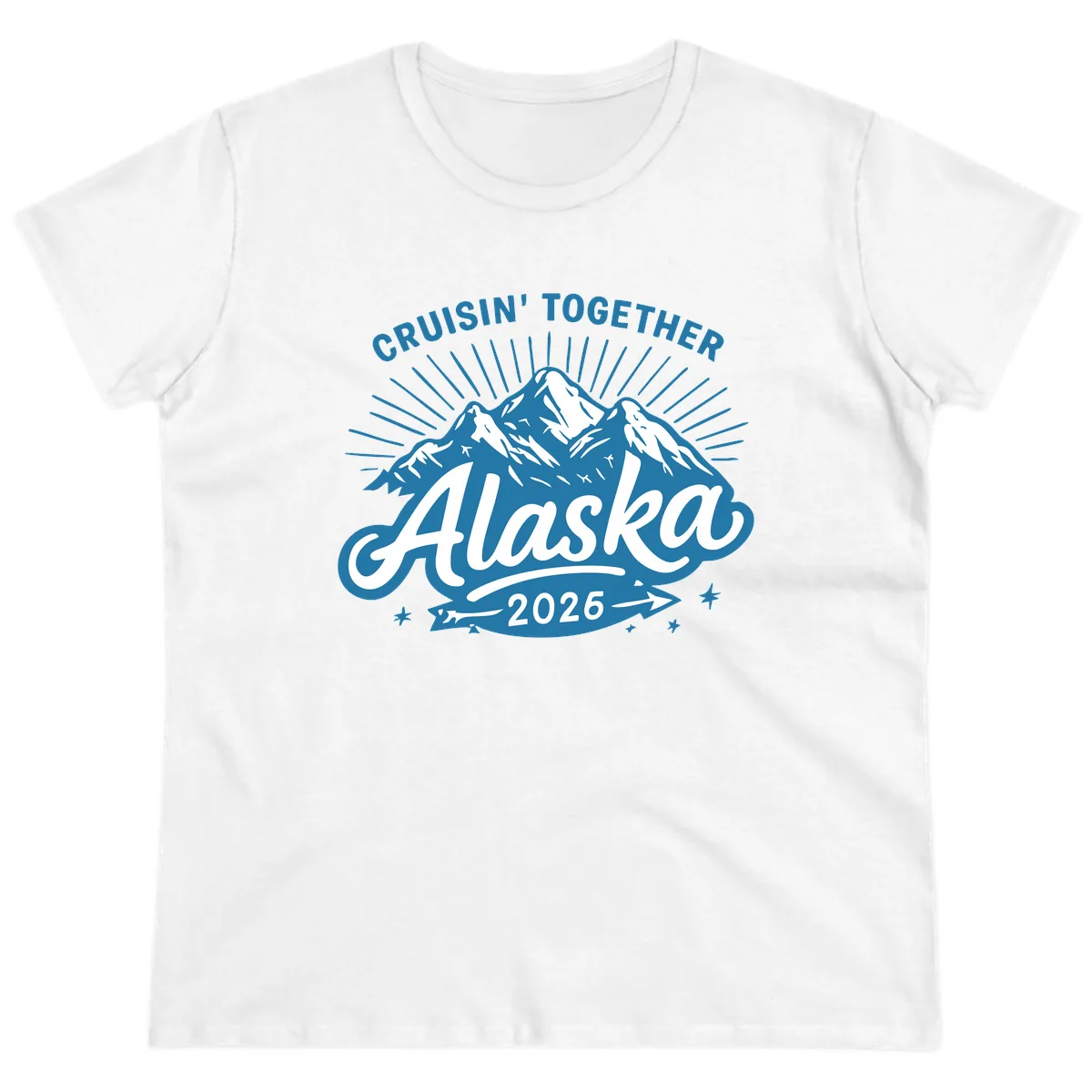 Cruisin' Together Alaska Mountains Ladies Tee in White