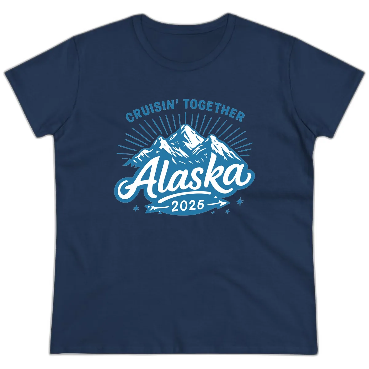 Cruisin' Together Alaska Mountains Ladies Tee in Navy