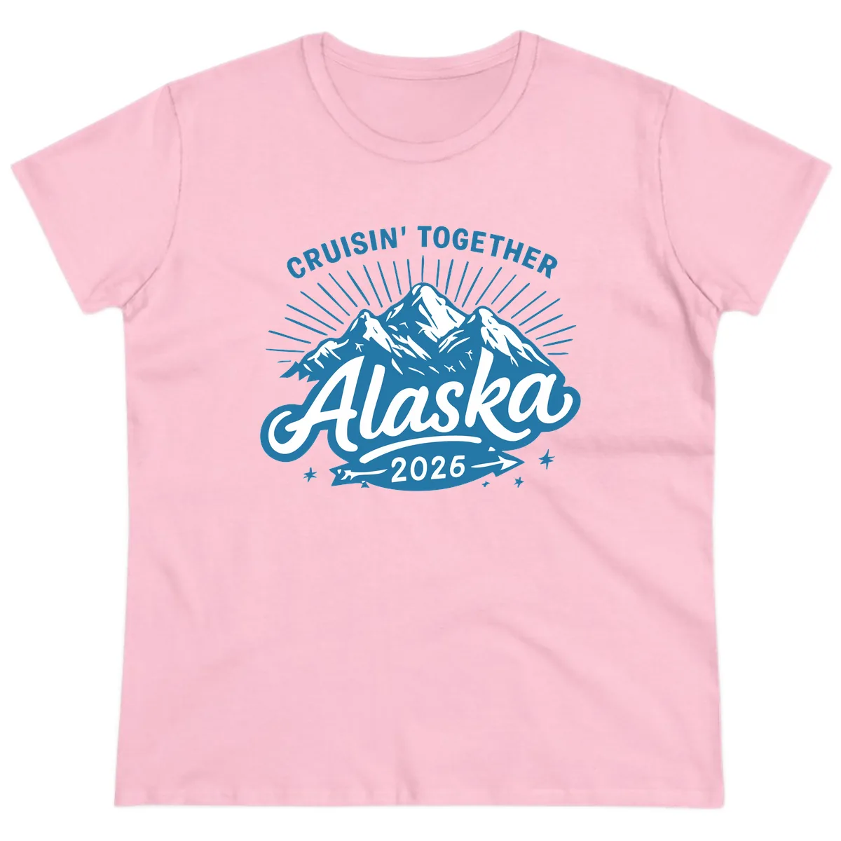 Cruisin' Together Alaska Mountains Ladies Tee in Light Pink