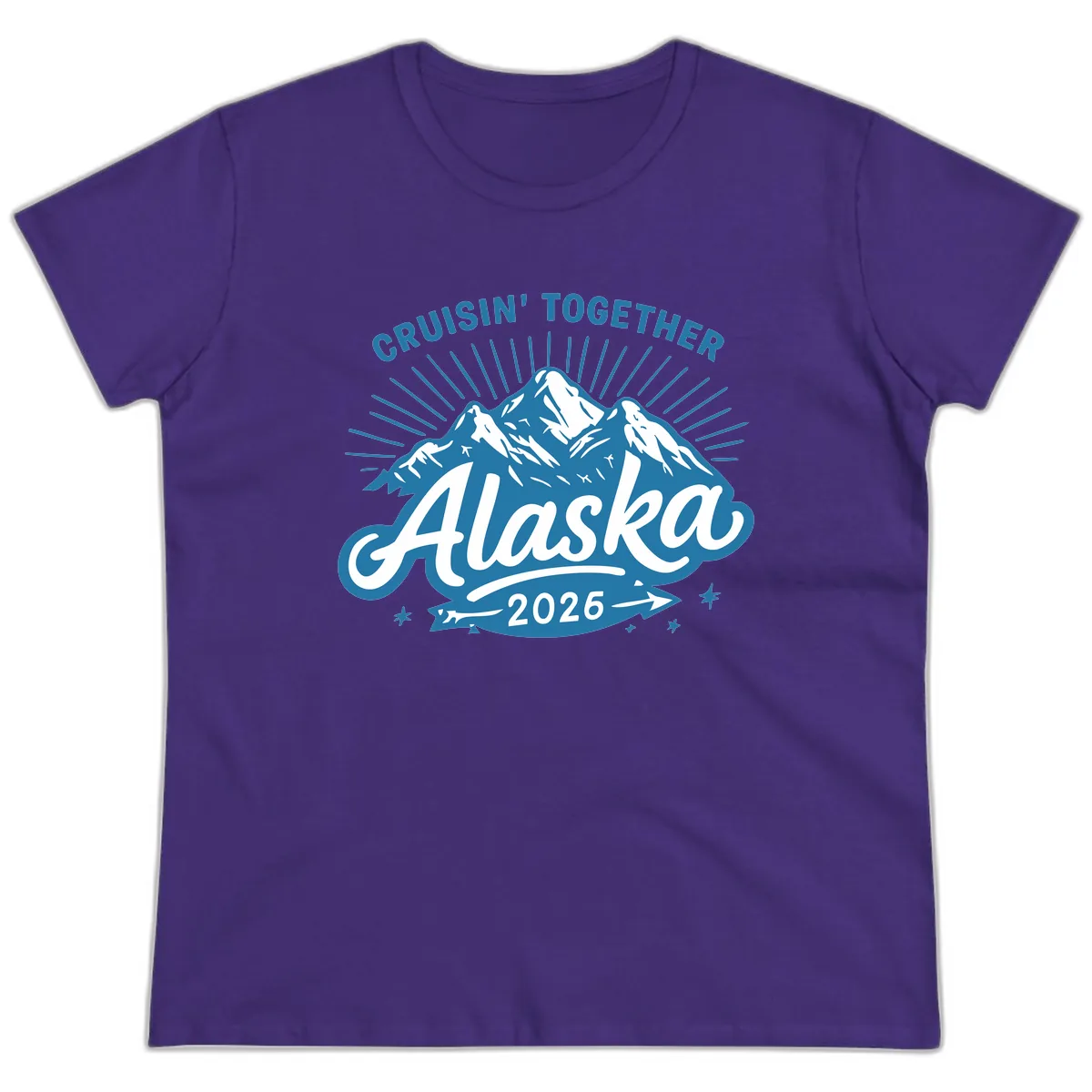 Cruisin' Together Alaska Mountains Ladies Tee in Purple