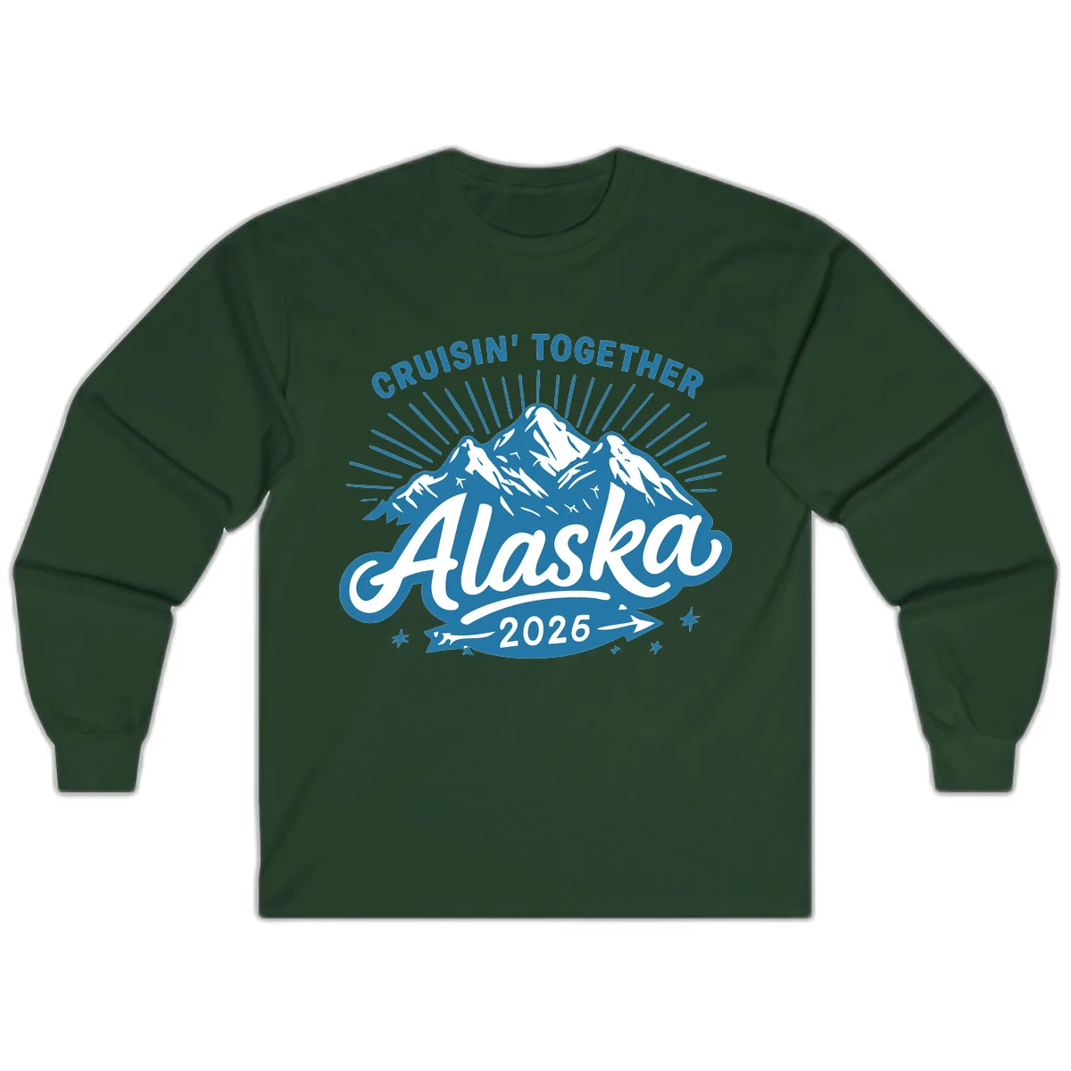 Cruisin' Together Alaska Mountains Long Sleeve in Forest Green