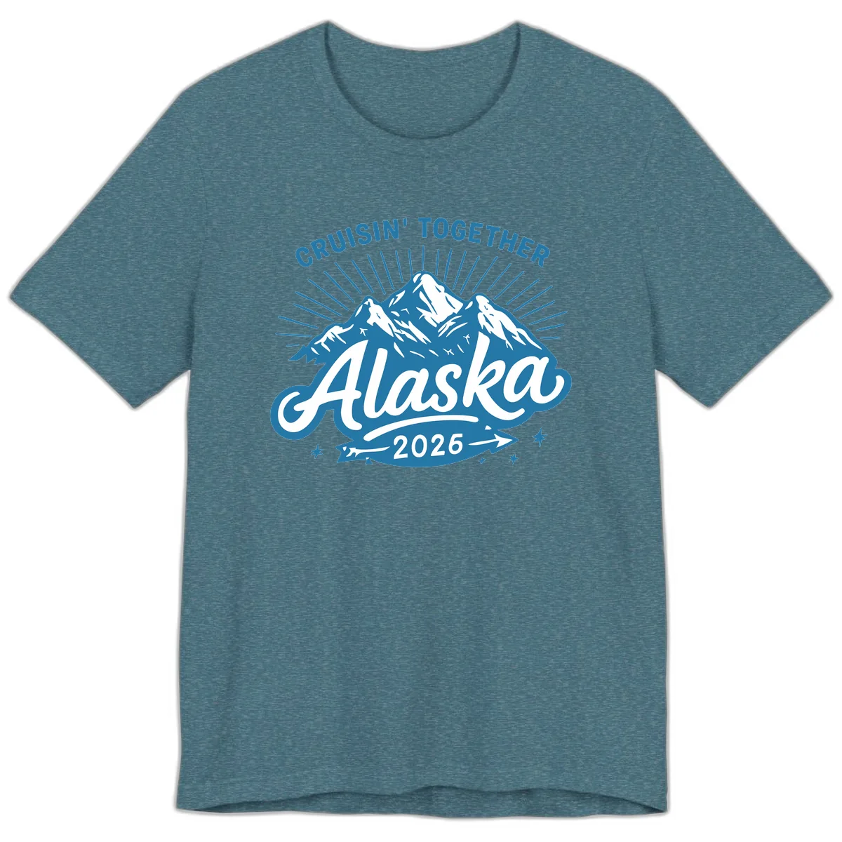 Cruisin' Together Alaska Mountains Premium T-Shirt in Heather Deep Teal