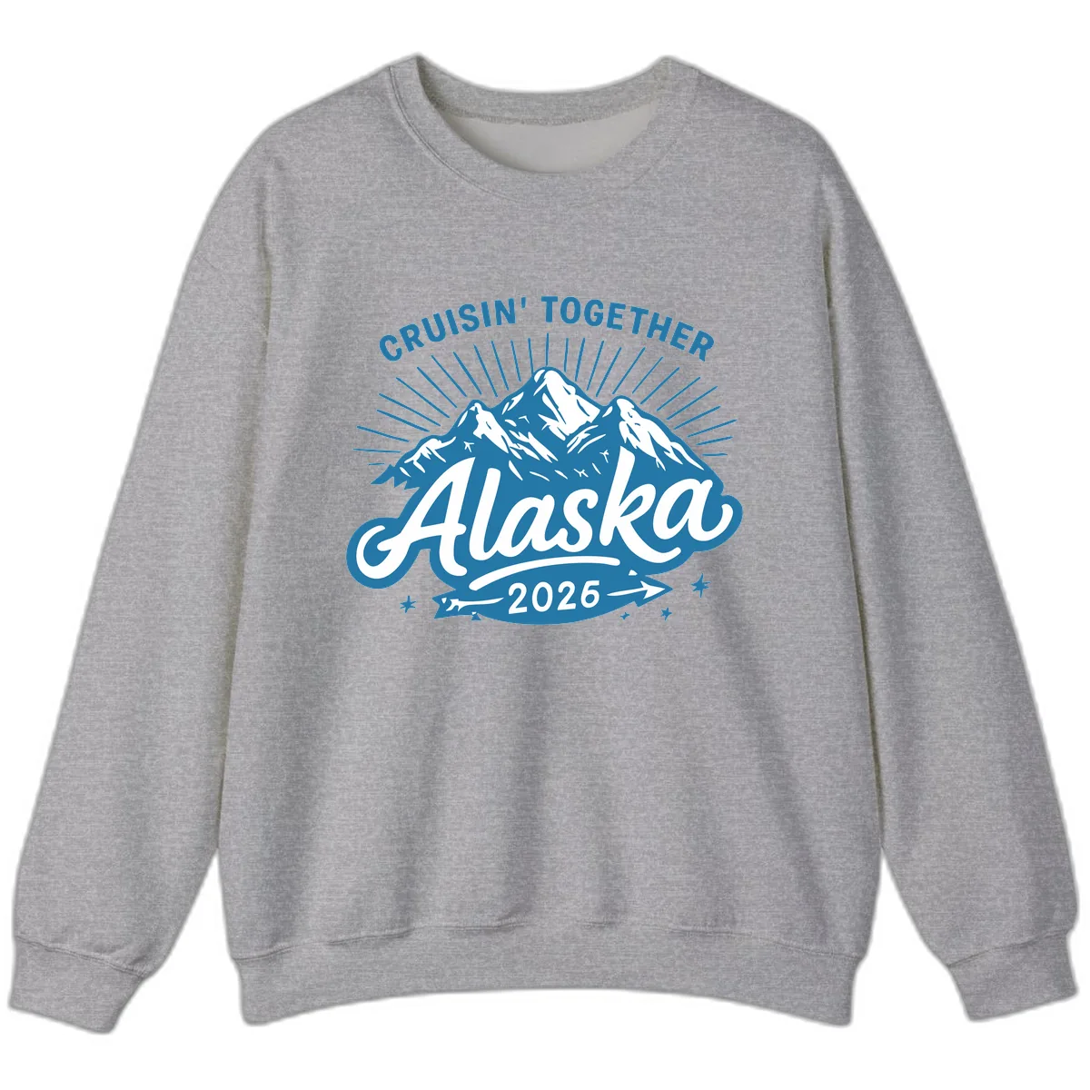 Cruisin' Together Alaska Mountains Sweatshirt in Sport Grey