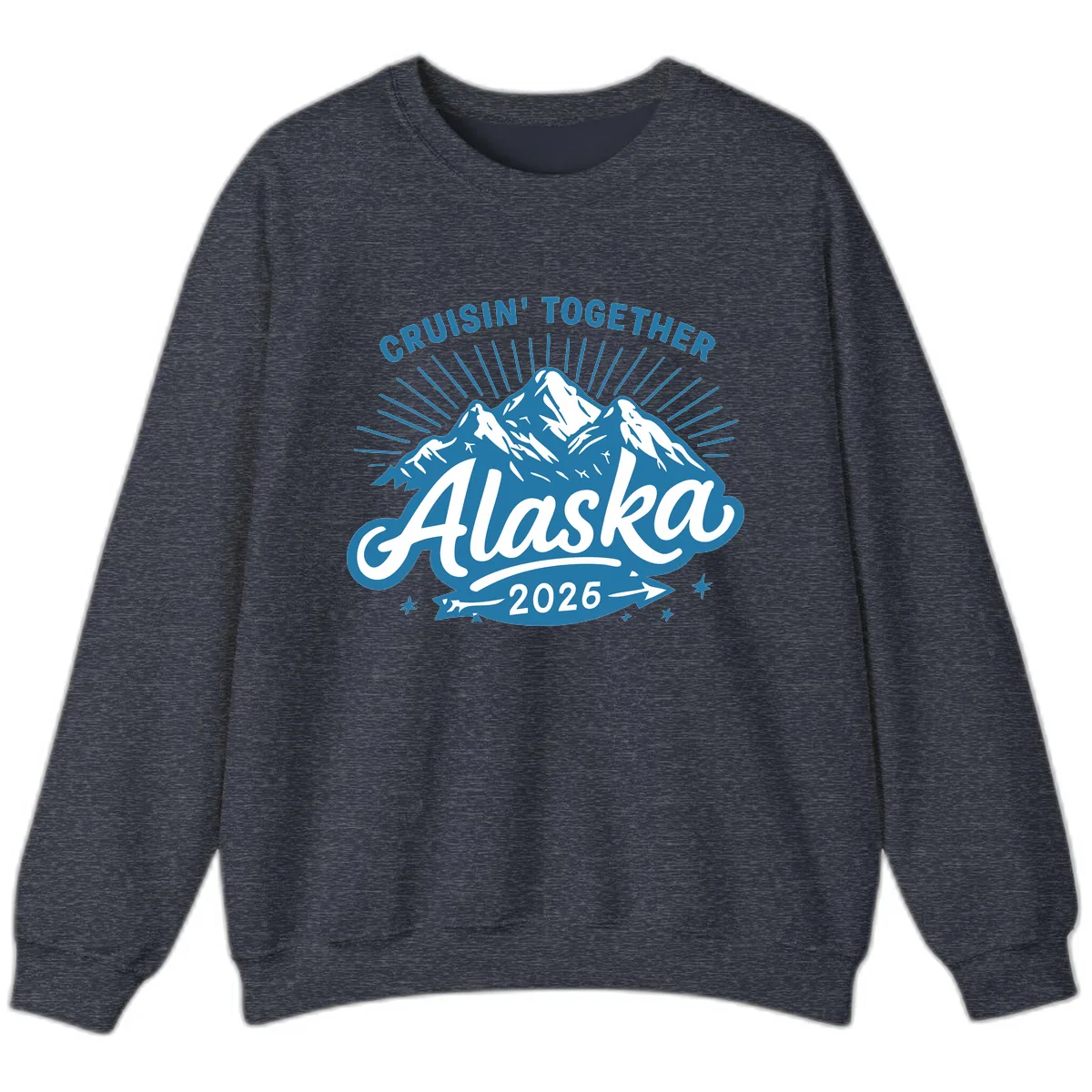 Cruisin' Together Alaska Mountains Sweatshirt in Heather Sport Dark Navy