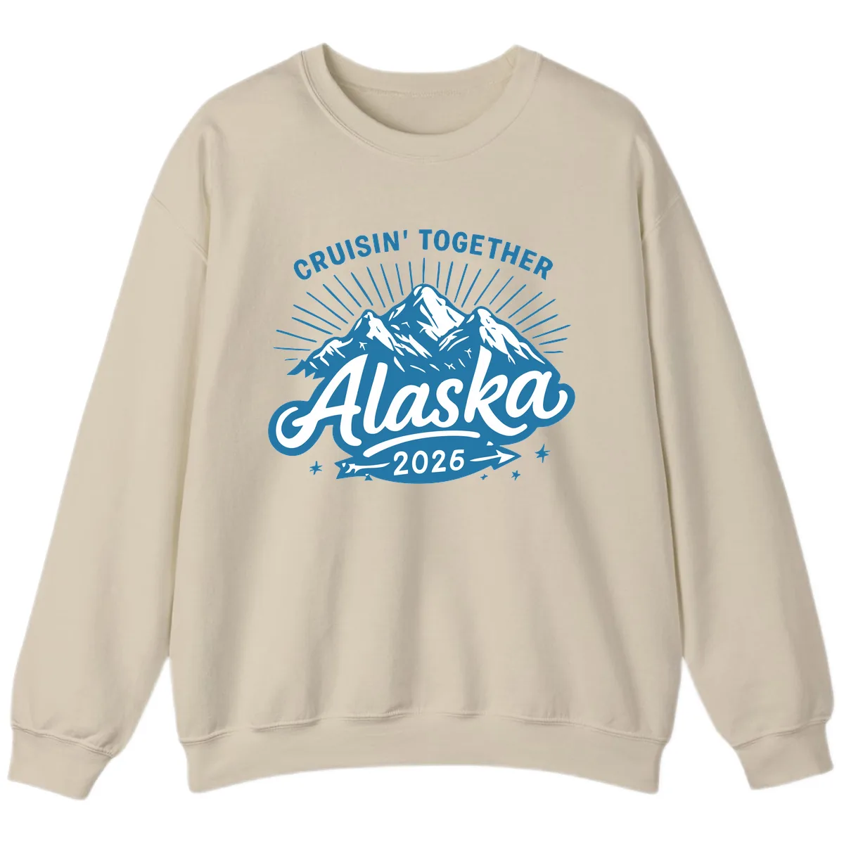 Cruisin' Together Alaska Mountains Sweatshirt in Sand