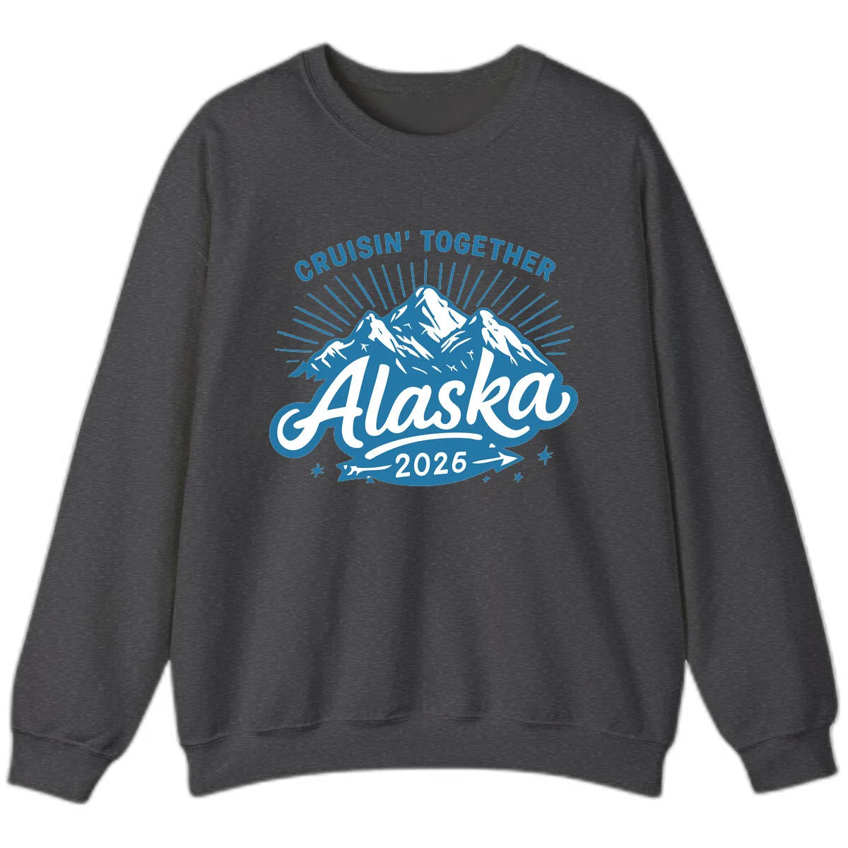 Cruisin' Together Alaska Mountains Sweatshirt in Dark Heather