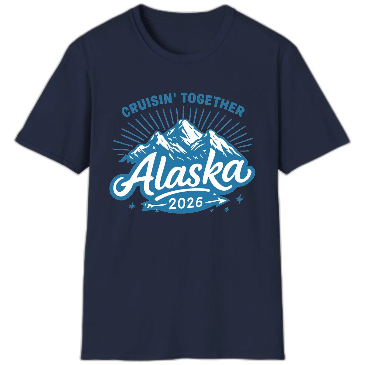 Cruisin' Together Alaska Mountains T-Shirt in Navy