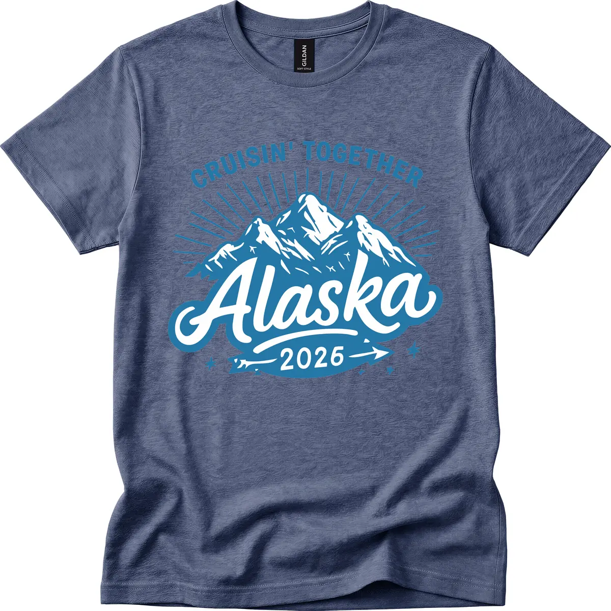 Cruisin' Together Alaska Mountains T-Shirt in Heather Navy