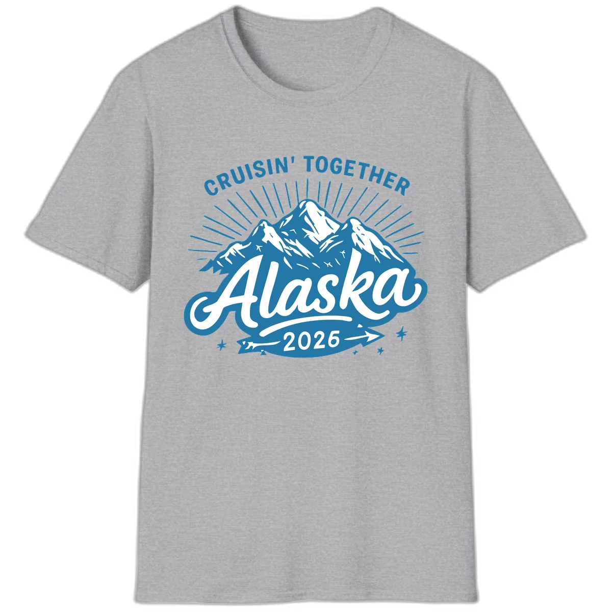 Cruisin' Together Alaska Mountains T-Shirt in Sport Grey