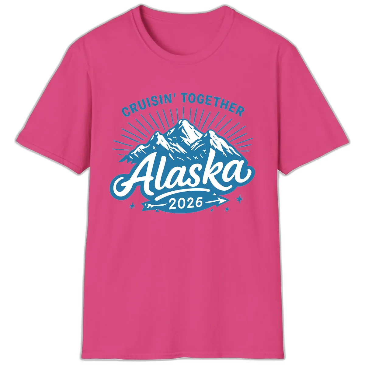 Cruisin' Together Alaska Mountains T-Shirt in Heliconia