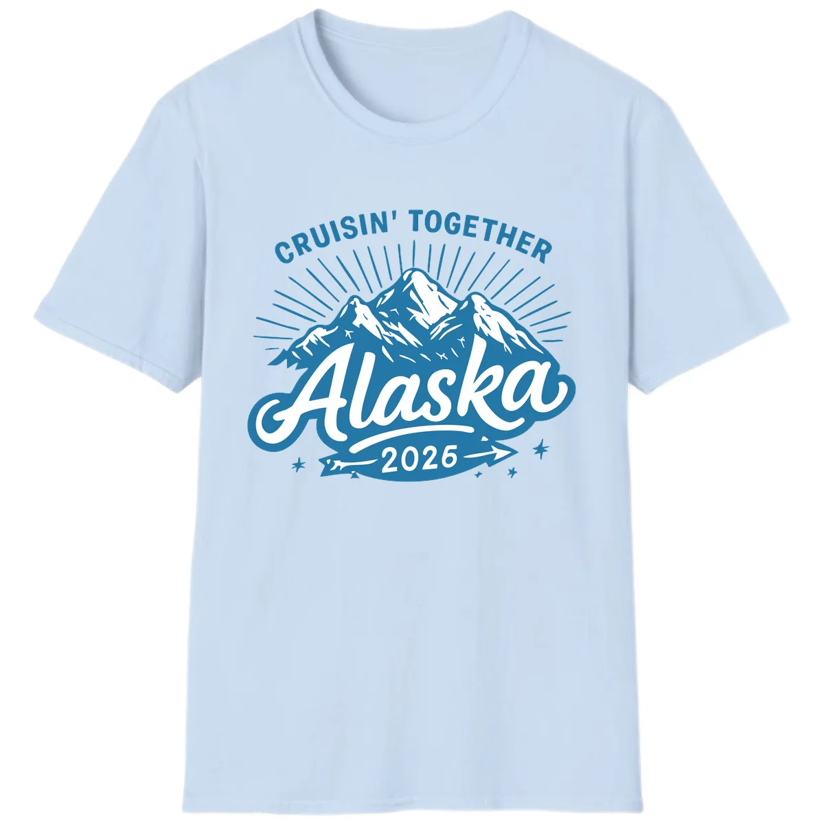 Cruisin' Together Alaska Mountains T-Shirt in Light Blue