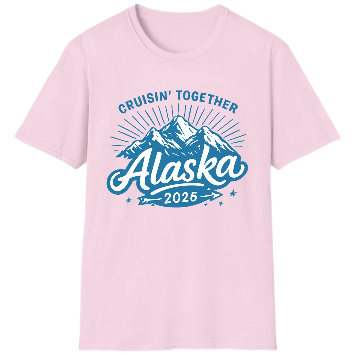 Cruisin' Together Alaska Mountains T-Shirt in Light Pink