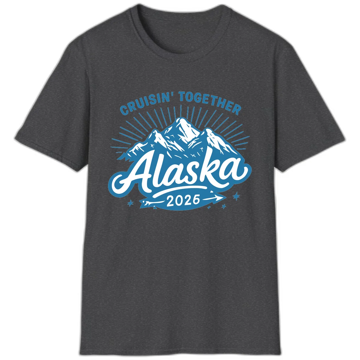 Cruisin' Together Alaska Mountains T-Shirt in Dark Heather