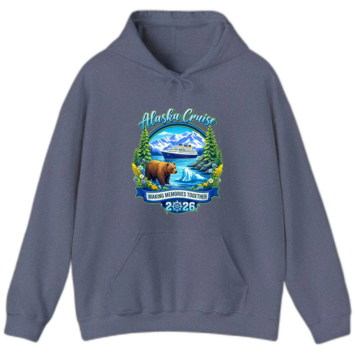 Alaska Cruise Making Memories Together 2026 Hoodie in Heather Navy