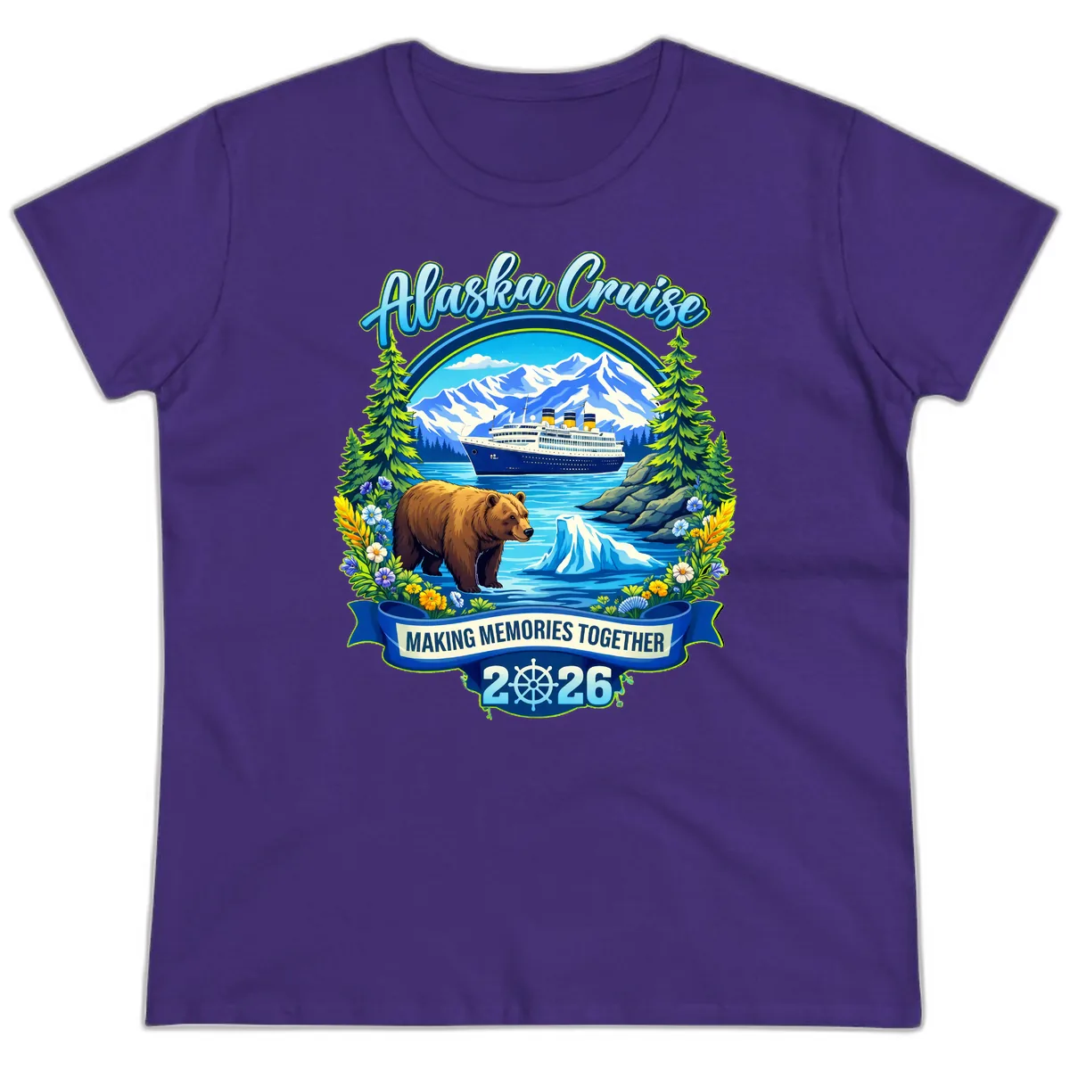 Alaska Cruise Making Memories Together 2026 Ladies Tee in Purple