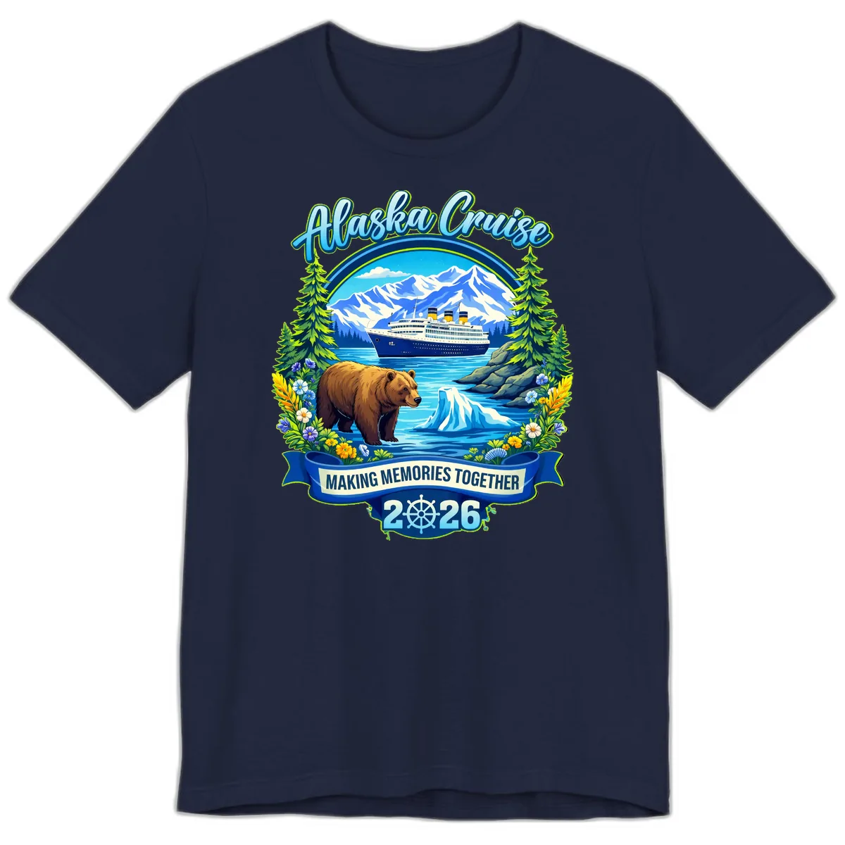Alaska Cruise Making Memories Together 2026 Premium T-Shirt in Navy