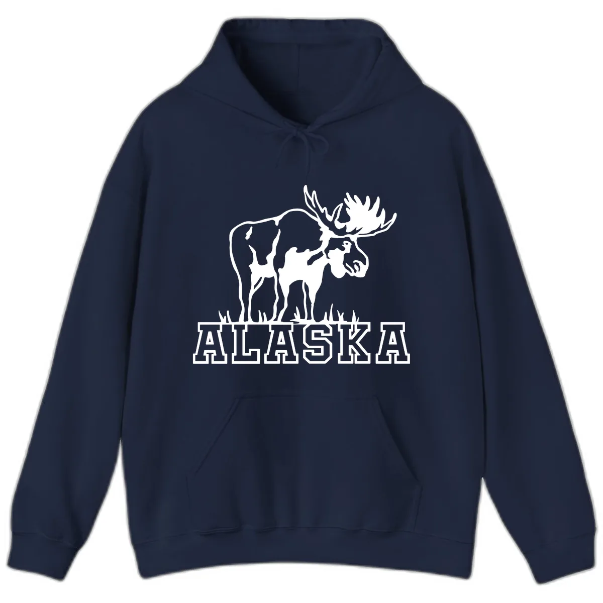 Majestic Moose Alaska Wildlife Hoodie in Navy