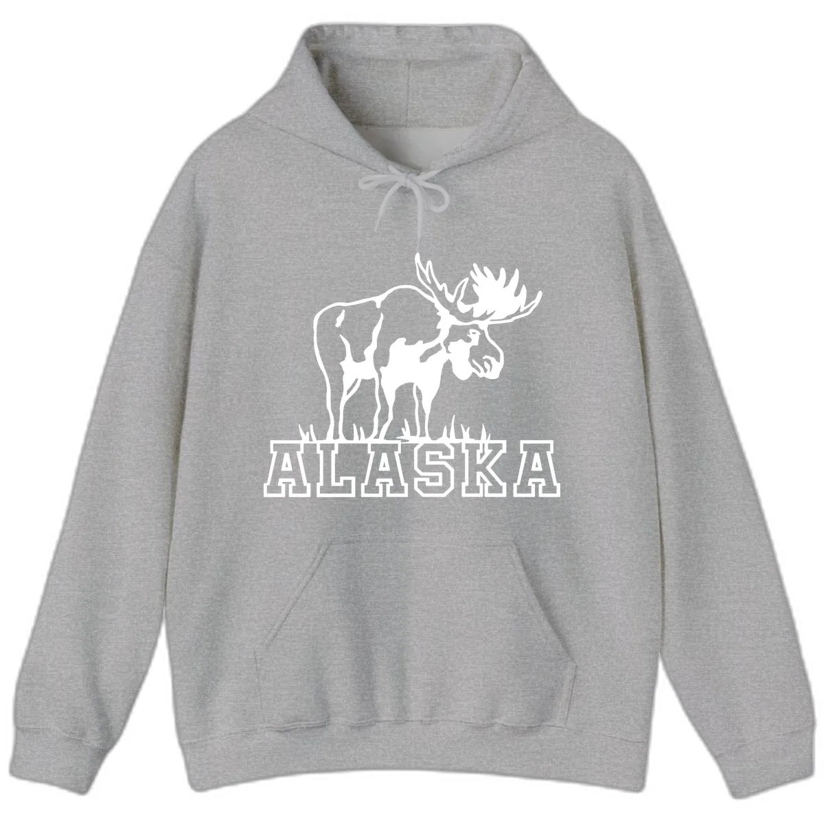 Majestic Moose Alaska Wildlife Hoodie in Sport Grey