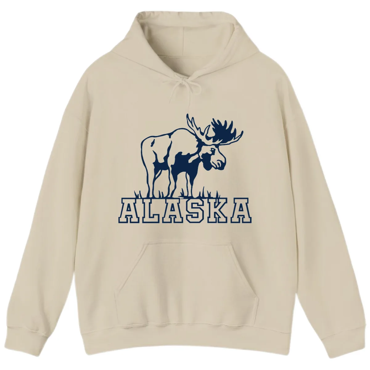 Majestic Moose Alaska Wildlife Hoodie in Sand