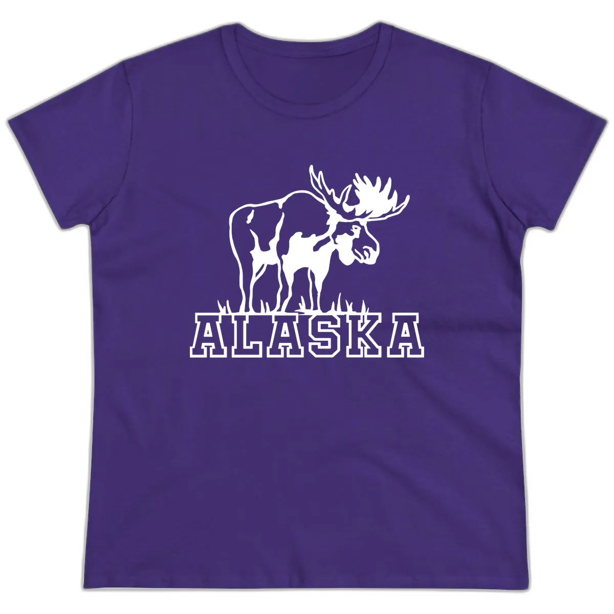 Majestic Moose Alaska Wildlife Ladies Tee in Purple