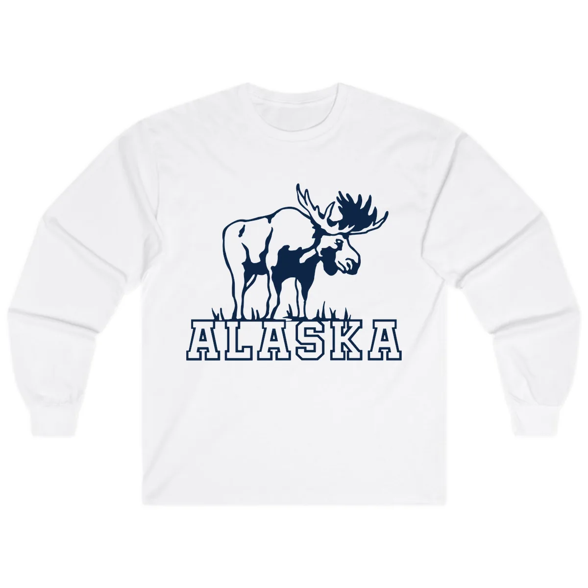 Majestic Moose Alaska Wildlife Long Sleeve in White