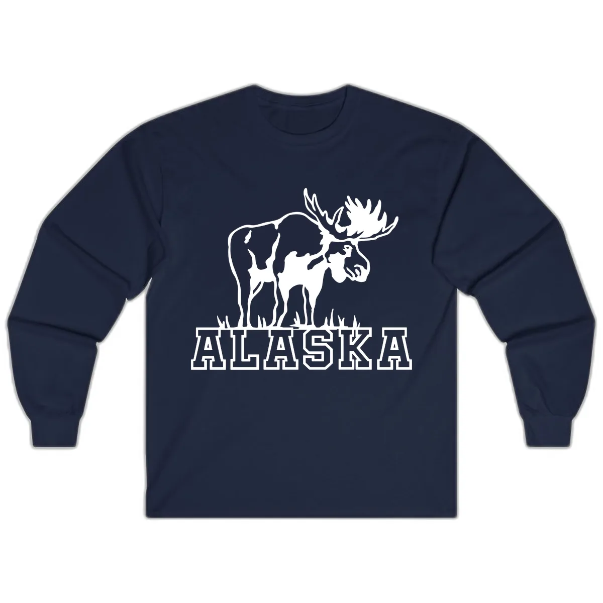Majestic Moose Alaska Wildlife Long Sleeve in Navy