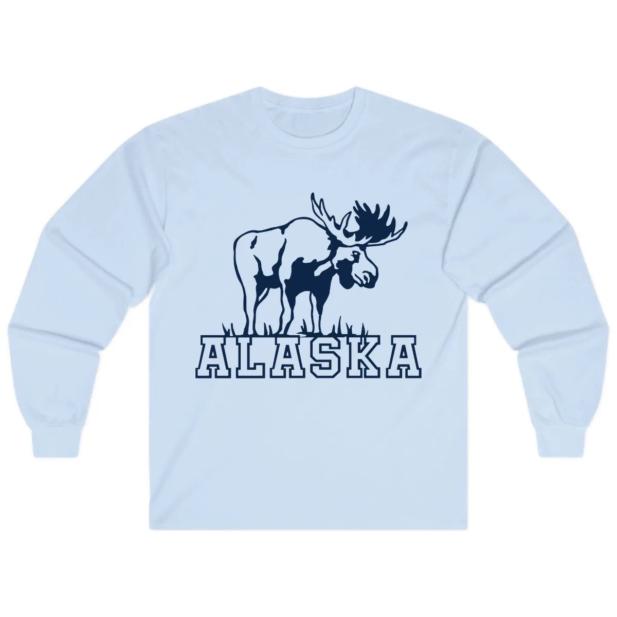 Majestic Moose Alaska Wildlife Long Sleeve in Light Blue