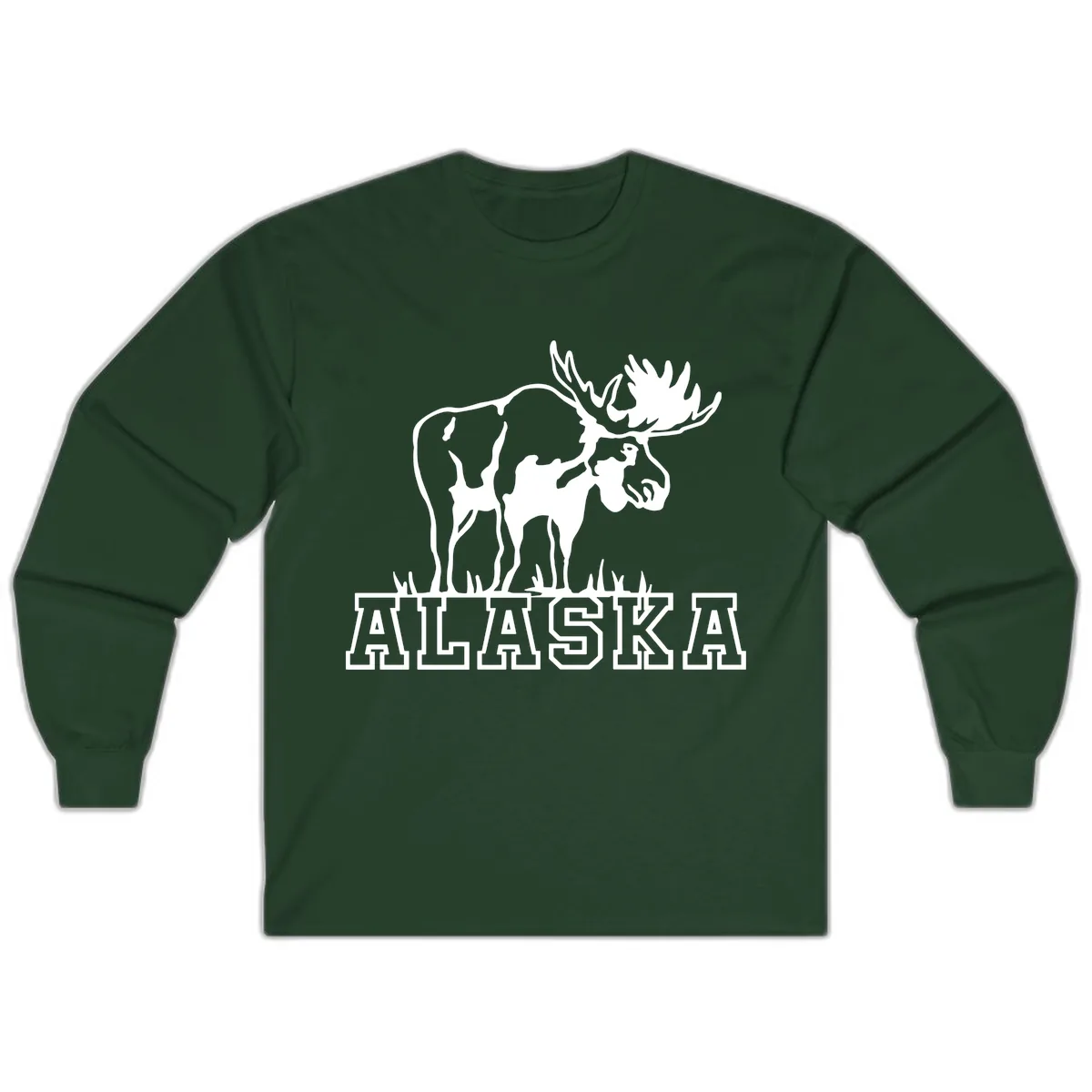 Majestic Moose Alaska Wildlife Long Sleeve in Forest Green