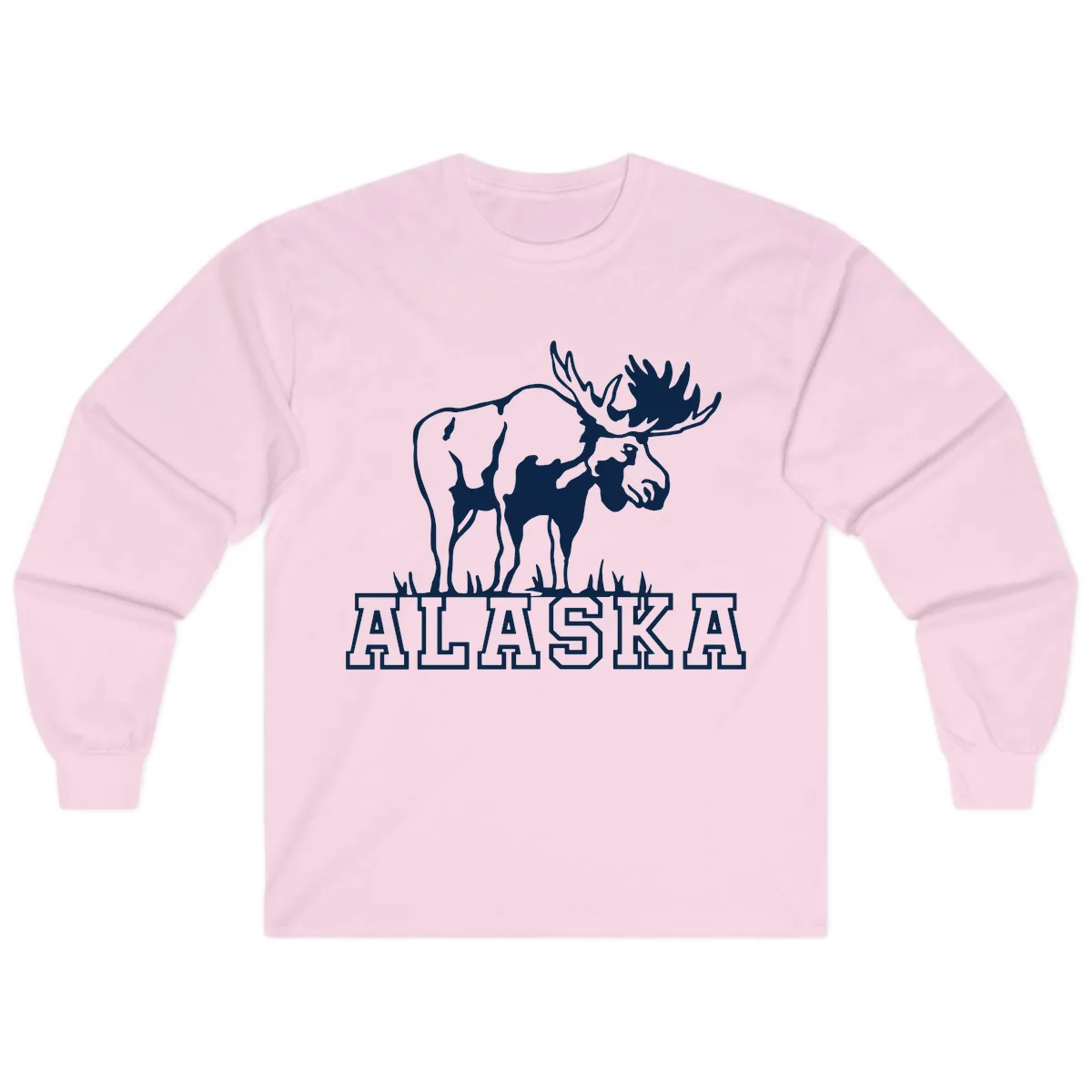 Majestic Moose Alaska Wildlife Long Sleeve in Light Pink