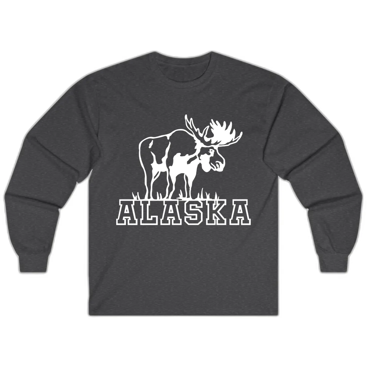 Majestic Moose Alaska Wildlife Long Sleeve in Dark Heather