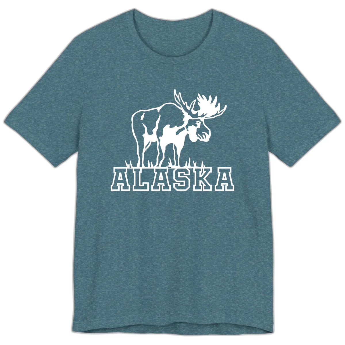 Majestic Moose Alaska Wildlife Premium T-Shirt in Heather Deep Teal