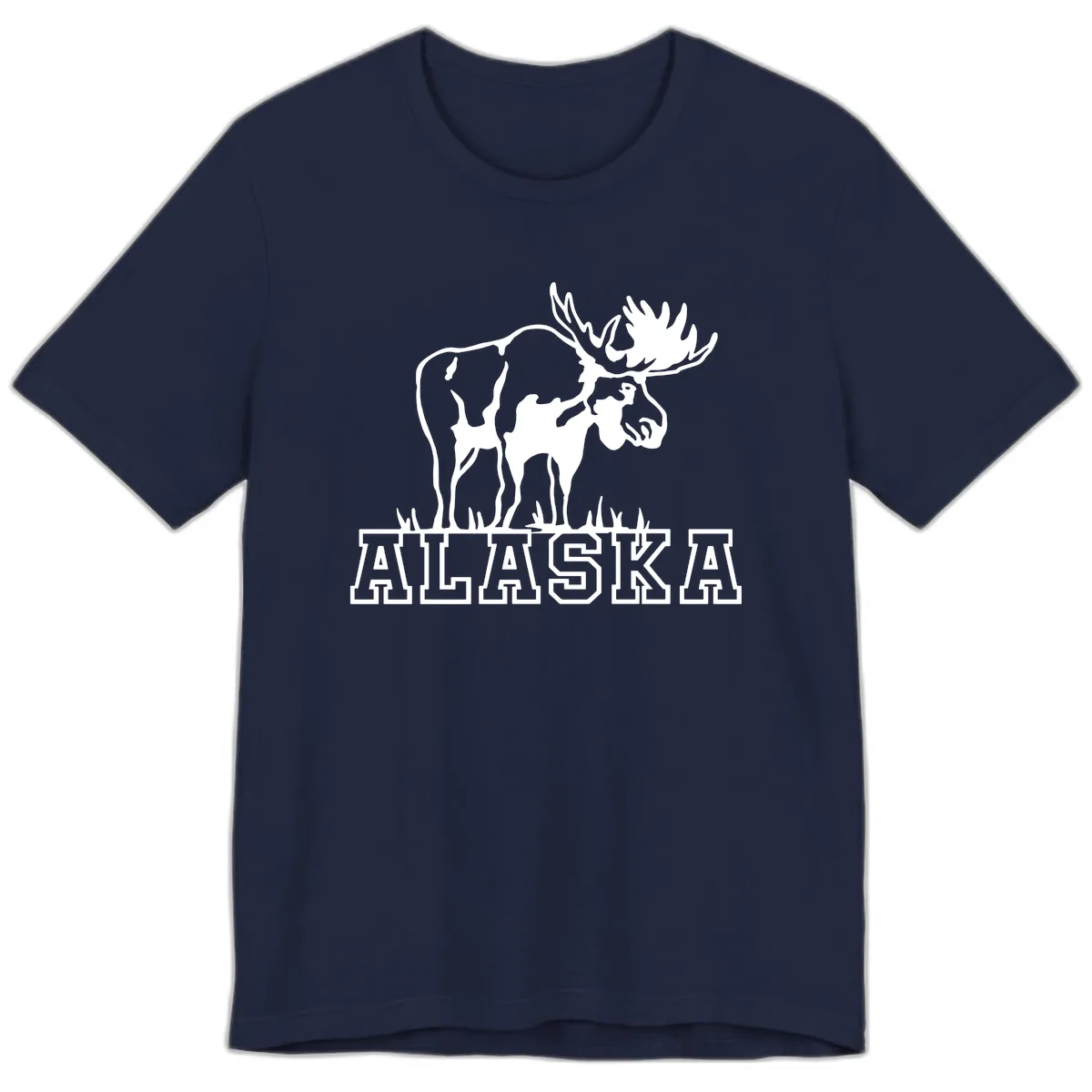 Majestic Moose Alaska Wildlife Premium T-Shirt in Navy