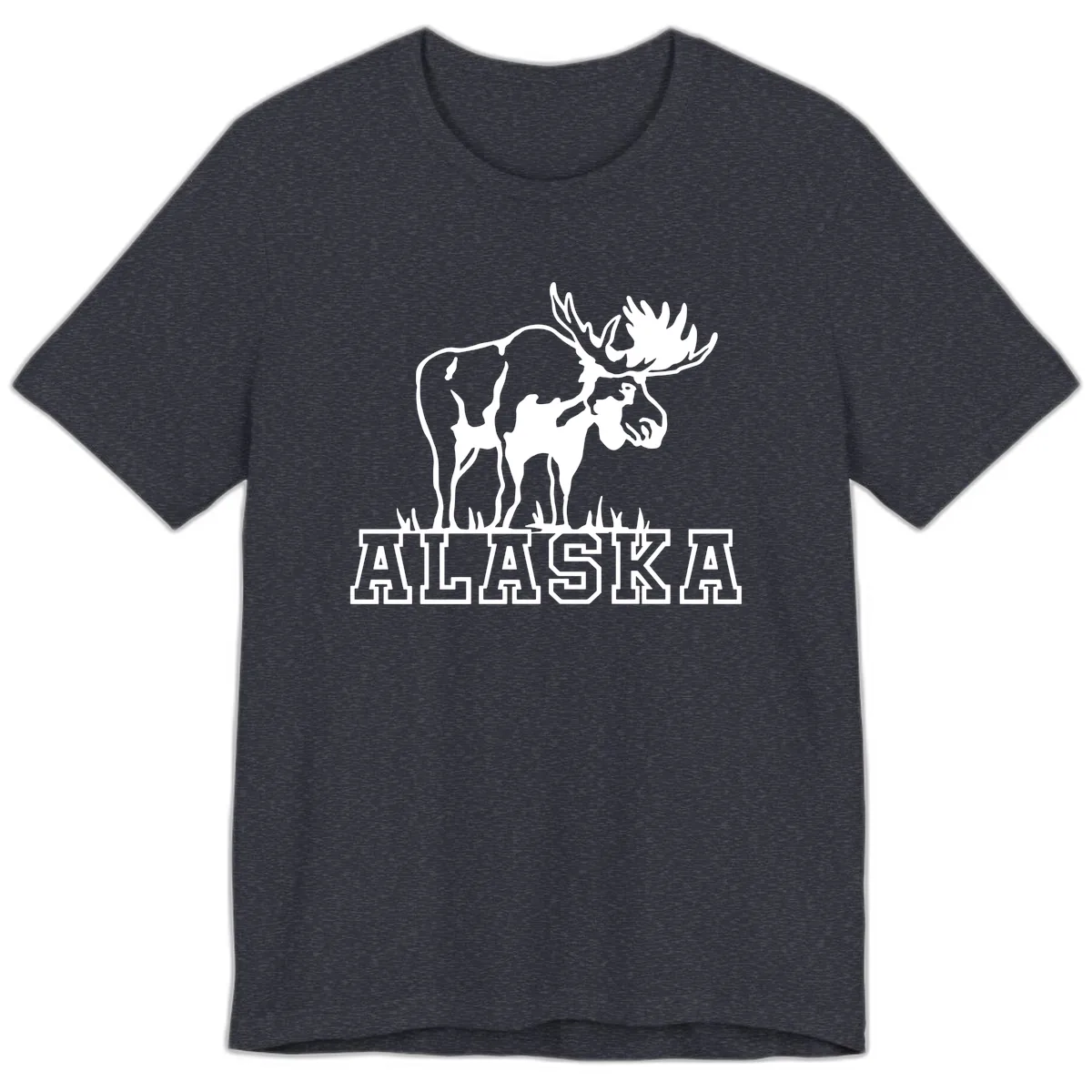 Majestic Moose Alaska Wildlife Premium T-Shirt in Heather Navy