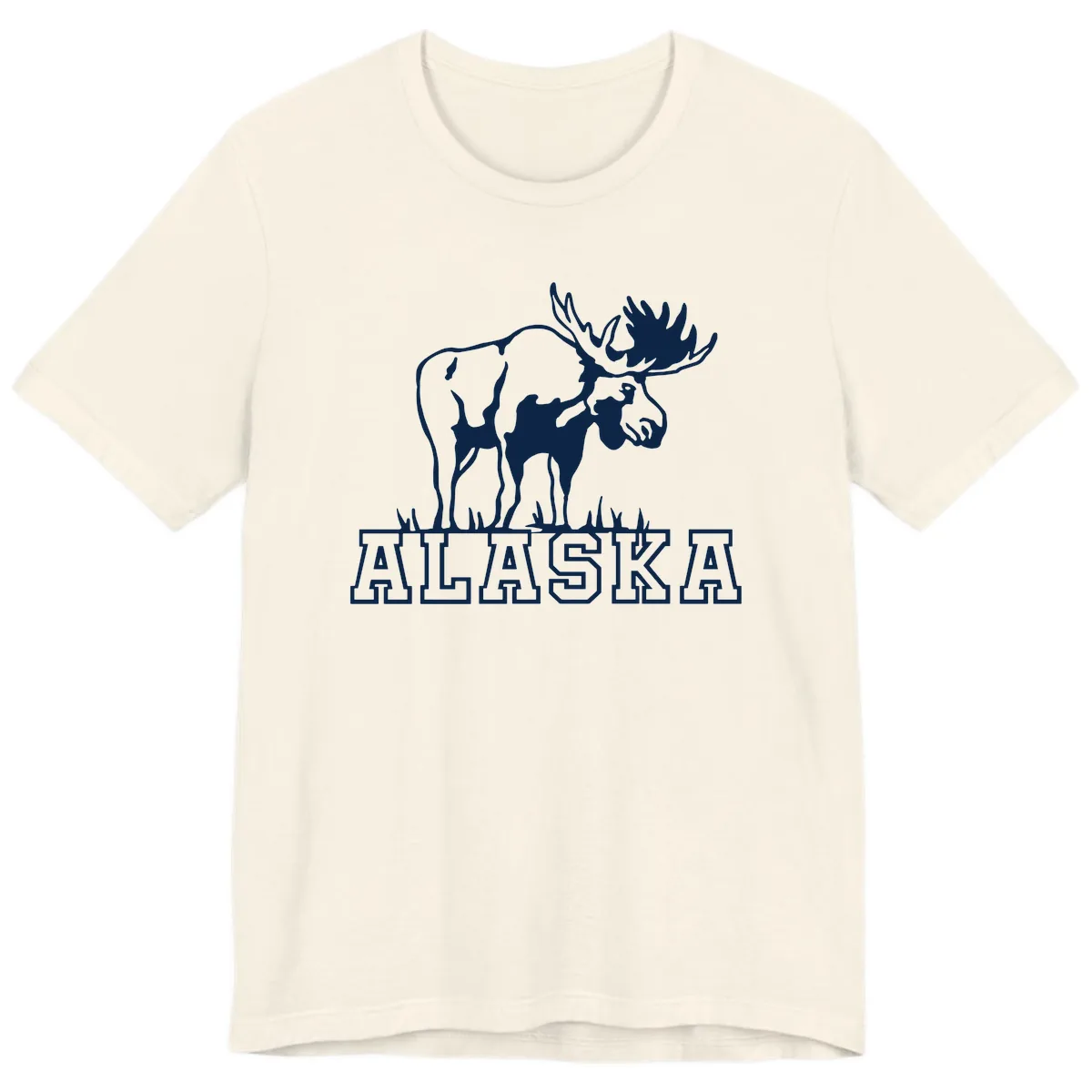 Majestic Moose Alaska Wildlife Premium T-Shirt in Natural