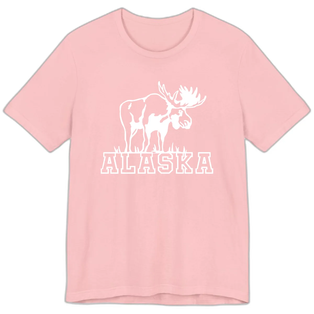 Majestic Moose Alaska Wildlife Premium T-Shirt in Pink