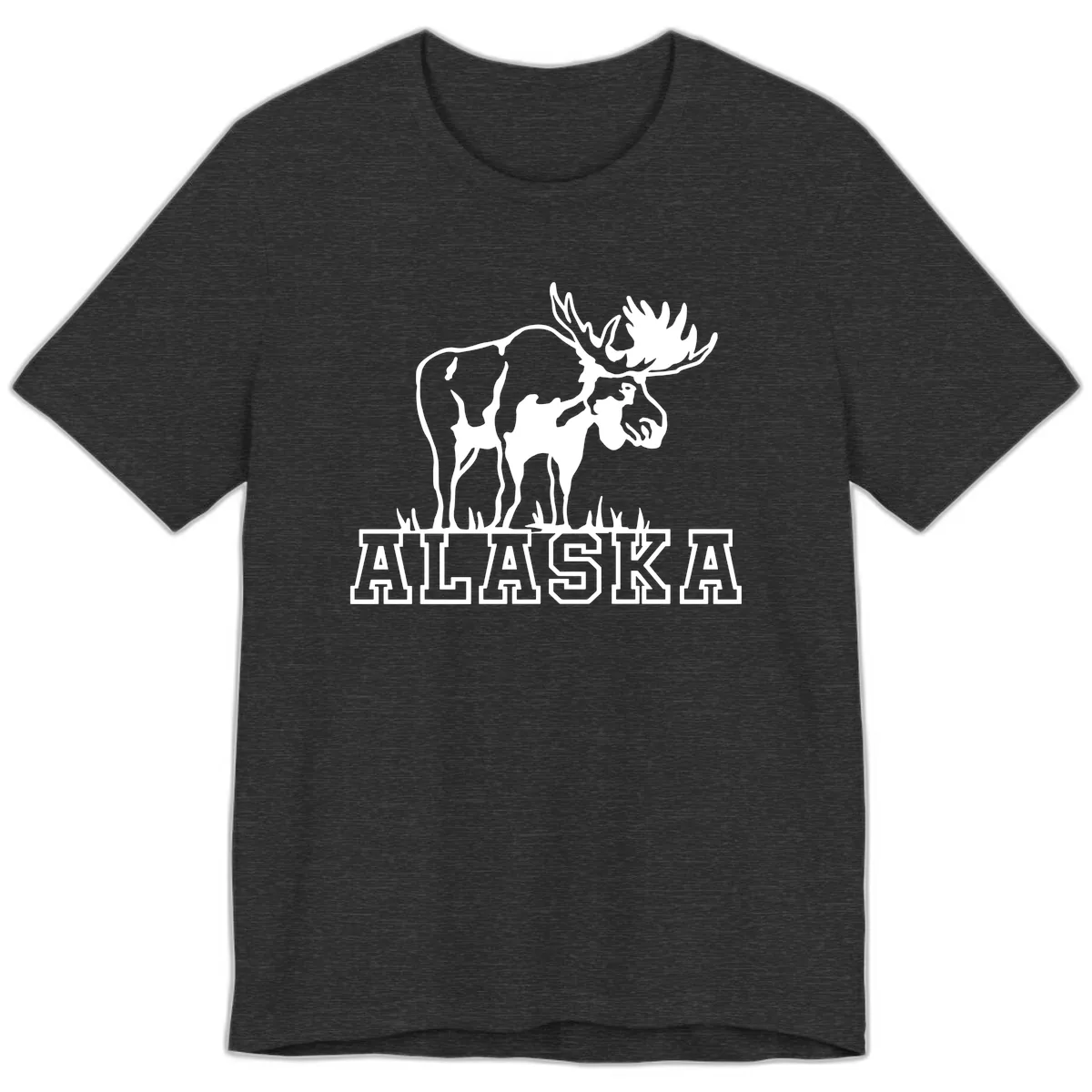 Majestic Moose Alaska Wildlife Premium T-Shirt in Dark Grey Heather